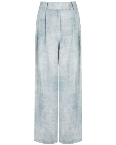 Giorgio Armani Slub-effect Linen Trousers - Blue