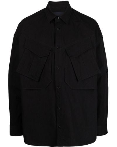 Juun.J Paneled Flap Pocket Shirt - Black