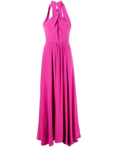 Patrizia Pepe Long Cut-out Silk Dress - Pink