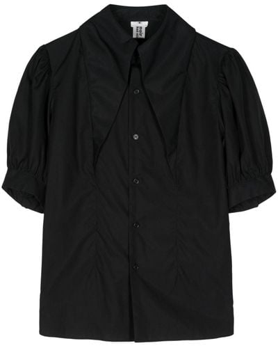 Noir Kei Ninomiya Short-sleeve cotton shirt - Negro