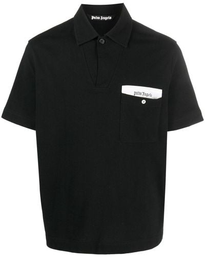 Palm Angels Sartorial Tape Cotton Polo Shirt - Black