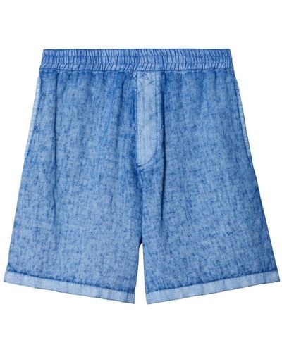 Burberry Linnen Shorts Met Applicatie - Blauw
