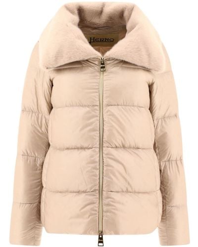 Herno Faux-fur collar quilted jacket - Natur