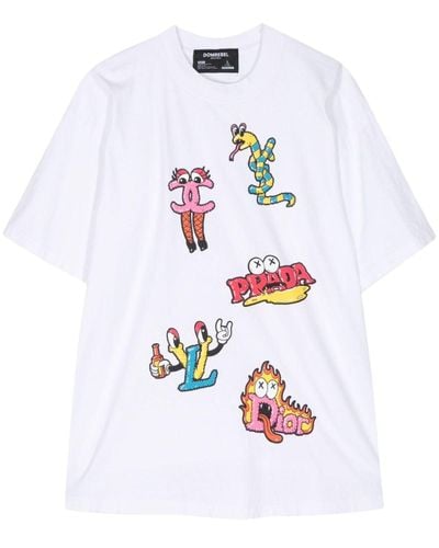 DOMREBEL Cartoon graphic-print cotton T-shirt - Bianco