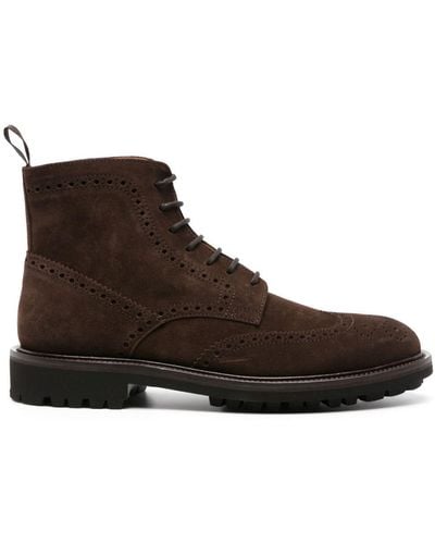 SCAROSSO Thomas Lace-up Suede Boots - Brown