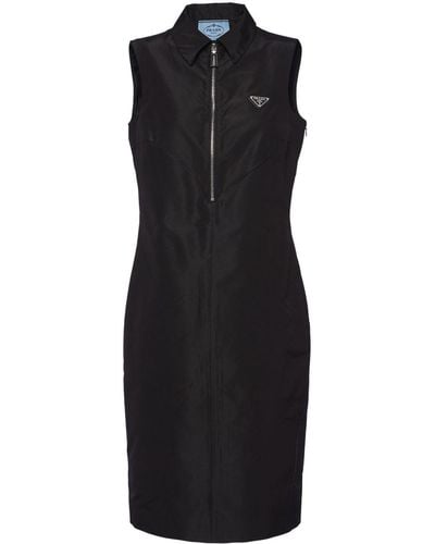 Prada Vestido sin mangas con logo triangular - Negro