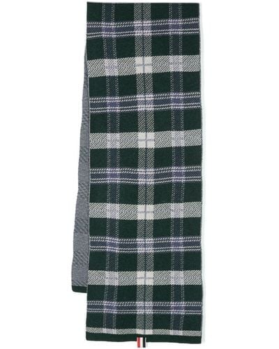 Thom Browne Check-pattern knitted scarf - Verde