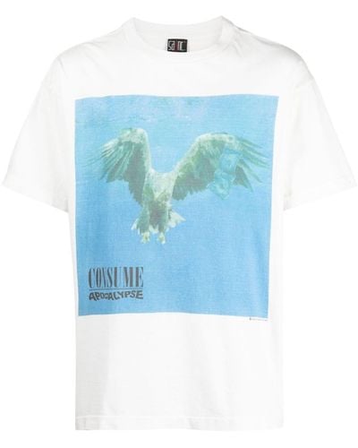 SAINT Mxxxxxx Consume Graphic-print Cotton T-shirt - Blue