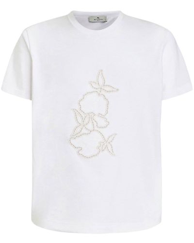 Etro T-shirt en coton à détails perforés - Blanc
