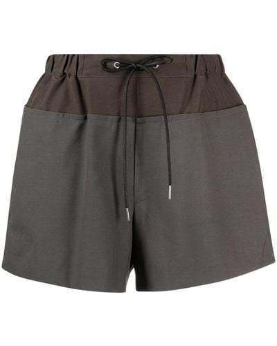 Sacai Panelled Flared Shorts - Grey