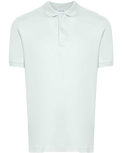 Calvin Klein Logo-patch Cotton Polo Shirt - White