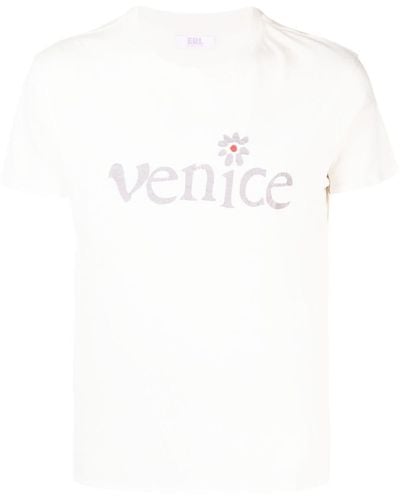 ERL T-shirt en coton à slogan imprimé - Blanc