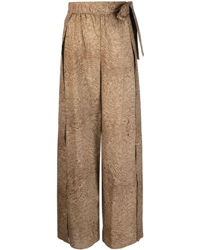 FEDERICA TOSI Wrap-style Wide-leg Trousers - Natural