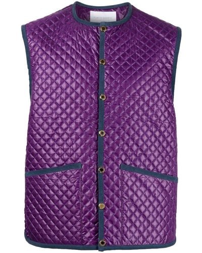 Fumito Ganryu Quilted Fitted Gilet - Purple