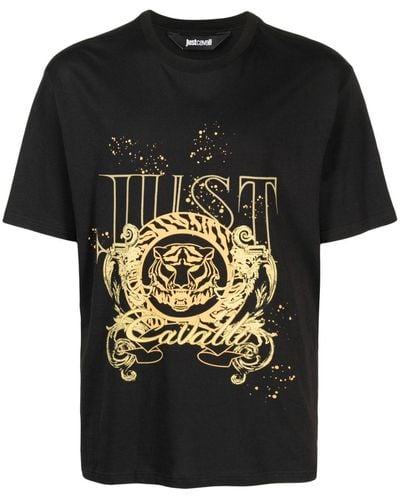 Just Cavalli T-shirt Met Logoprint - Zwart