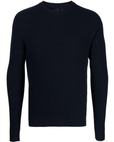 Alpha Tauri Logo-plaque Ribbed-knit Sweater - Blue