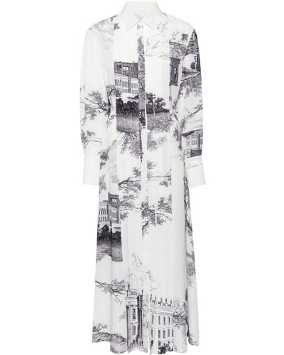 Erdem Graphic-print Pleated Shirtdress - ホワイト
