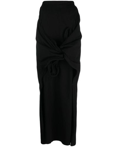 Y. Project Asymmetric Knotted Maxi Skirt - Black