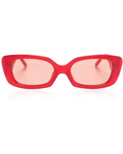 Magda Butrym Crystal-embellished Rectangle Sunglasses - Red