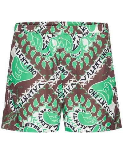 Valentino Garavani Abstract-print Swim Shorts - Green