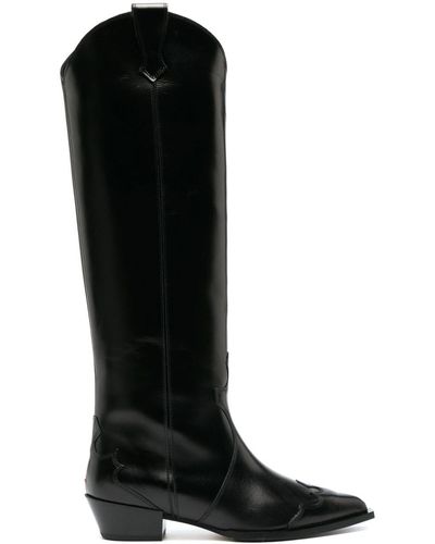 Aeyde 50mm Pointed-toe Knee Boots - Black