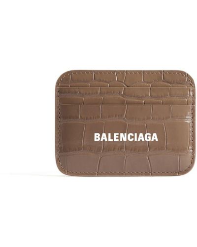 Balenciaga Logo-print Crocodile-effect Cardholder - Brown