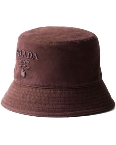 Prada Logo Embroidered Bucket Hat