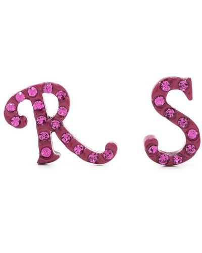 Raf Simons Logo-lettering Stud Earrings - Pink