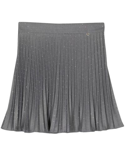 Nissa Rhinestoned Pleated Miniskirt - Grey