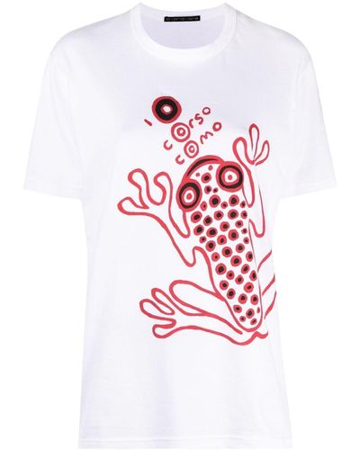 10 Corso Como Frog-print Logo T-shirt - White