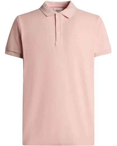 Bally Emblem-embroidered Piqué Polo Shirt - Pink