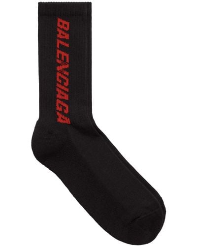 Balenciaga Racer Logo Calf Socks - Black