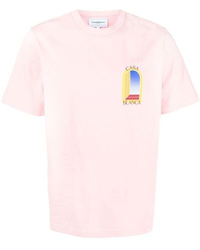 Casablancabrand T-shirt en coton biologique à logo imprimé - Rose
