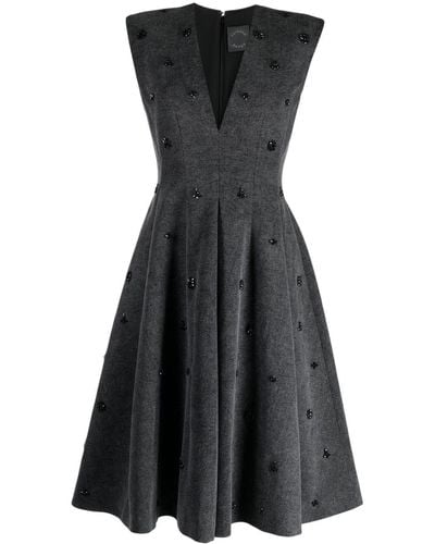 Huishan Zhang Zooey Crystal-embellished Denim Dress - Black