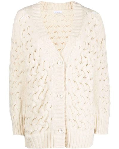 Malo Knitted Long-sleeved Cardigan - Natural