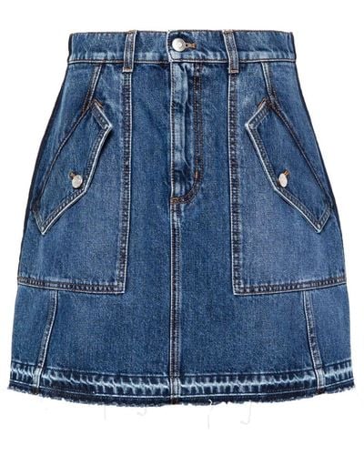 Alexander McQueen Side-pocket Denim Miniskirt - Blue