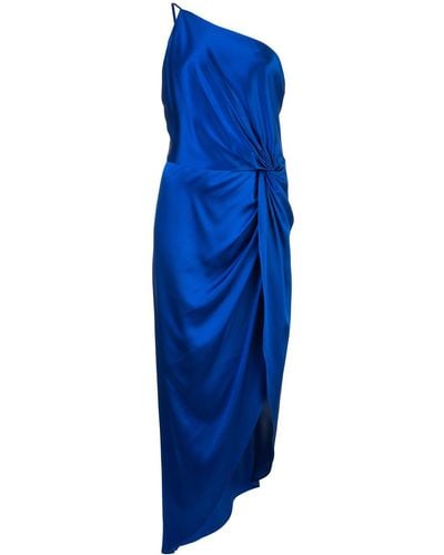 Michelle Mason Robe mi-longue asymétrique à une épaule - Bleu