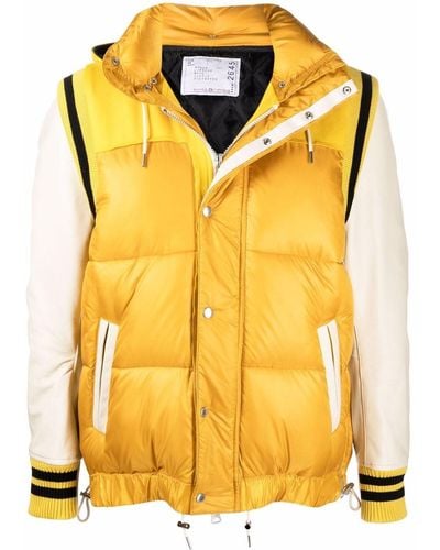 Sacai Contrast-sleeve Padded Jacket - Yellow