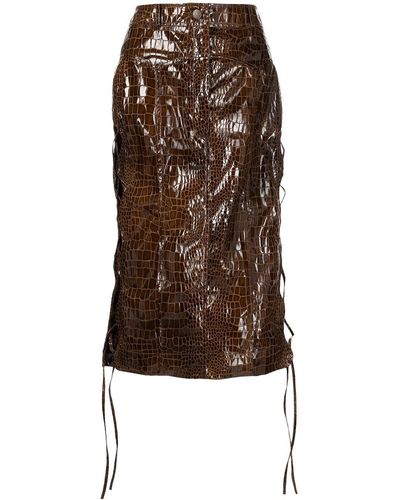 Rejina Pyo Erin Glossy Pencil Skirt - Brown