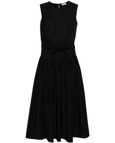 Moncler Taffeta Geplooide Midi-jurk - Zwart