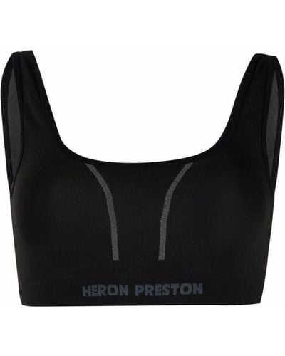 Heron Preston Top corto de intarsia con logo - Negro