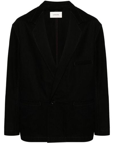 Lemaire Single-breasted Cotton Twill Blazer - Black