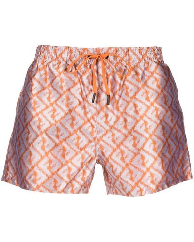 Fendi Blurry Monogram-print Swim Shorts - Pink