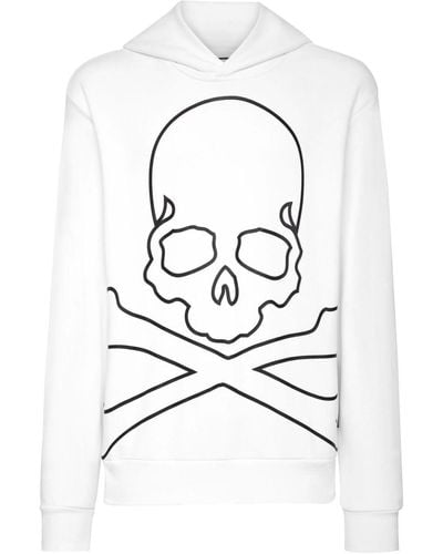 Philipp Plein Skull&bones Long-sleeved Hoodie - White