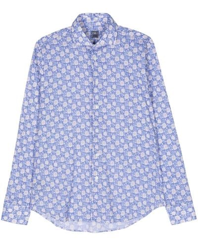 Fedeli Sean Overhemd Met Bloemenprint - Blauw