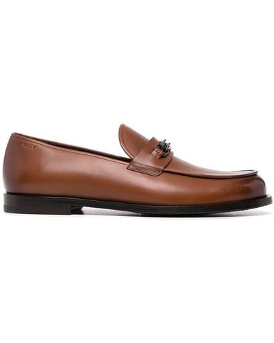 Bally Logo-plaque Leather Loafers - Brown