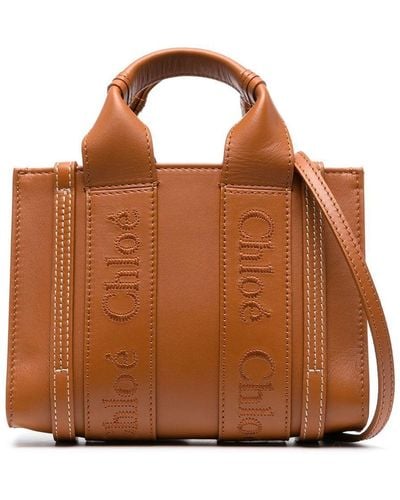 Chloé Woody Leather Mini Bag - Brown