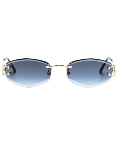 Cartier Signature C Oval-frame Sunglasses - Blue