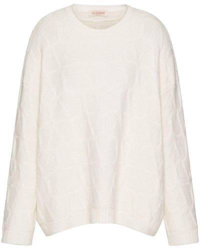 Valentino Garavani Toile Iconographe Wool Sweater - White