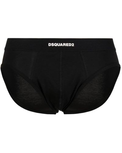 DSquared² Logo-tape Jersey Briefs - Black
